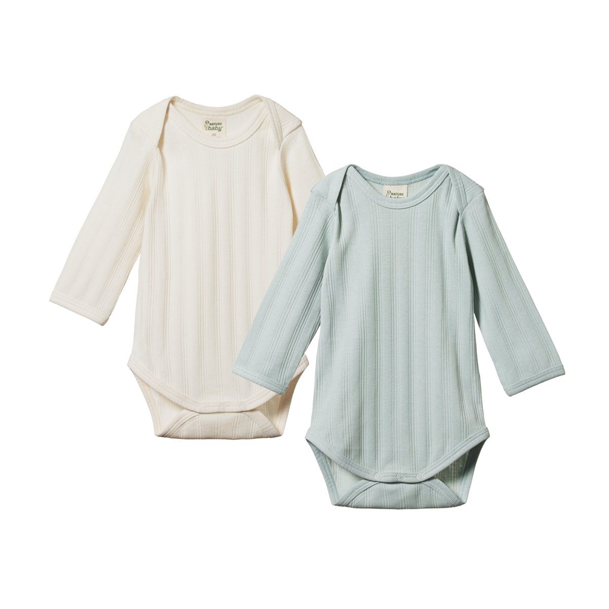 Long Sleeve Bodysuit Derby 2 pack Natural/Sea