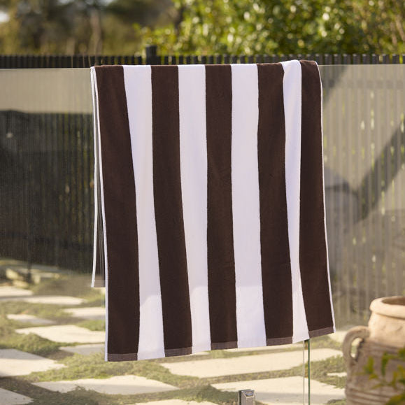 Stripe Beach Towel Cocoa/White