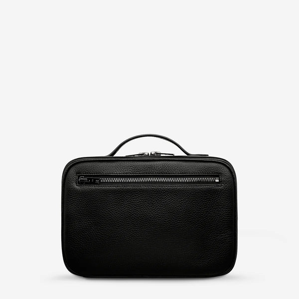 Farther Away Black Leather Toiletry Bag