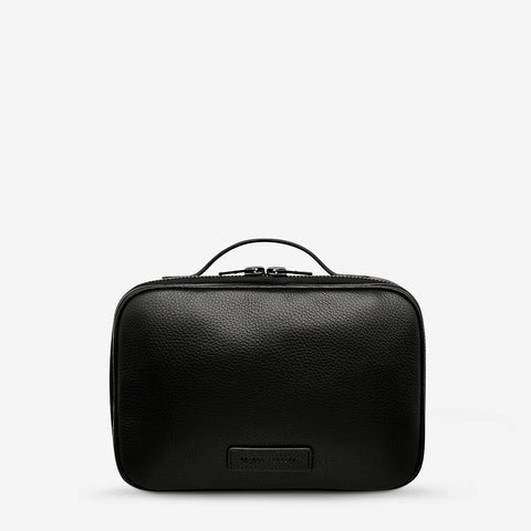 Farther Away Black Leather Toiletry Bag