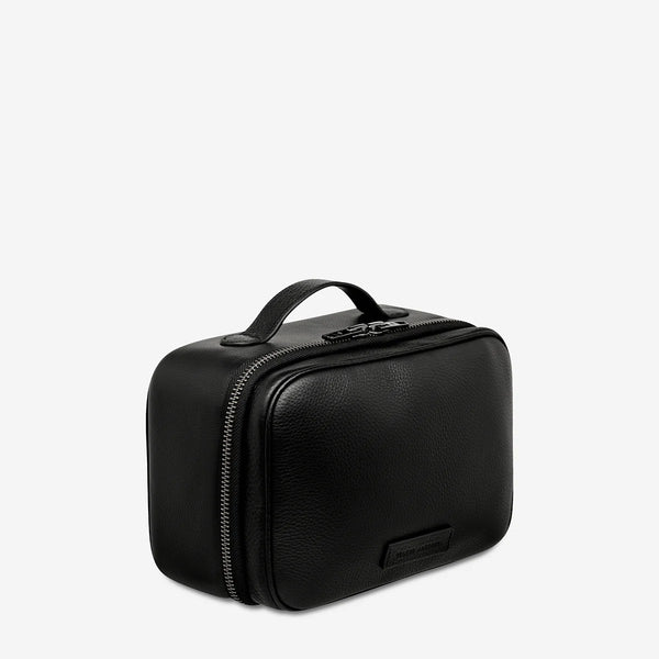 Farther Away Black Leather Toiletry Bag