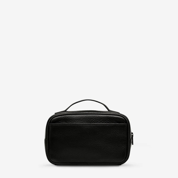 Sail on Black Leather Toiletry Bag