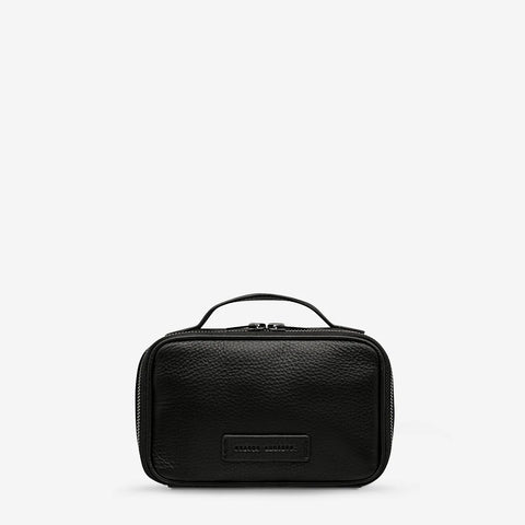 Sail on Black Leather Toiletry Bag