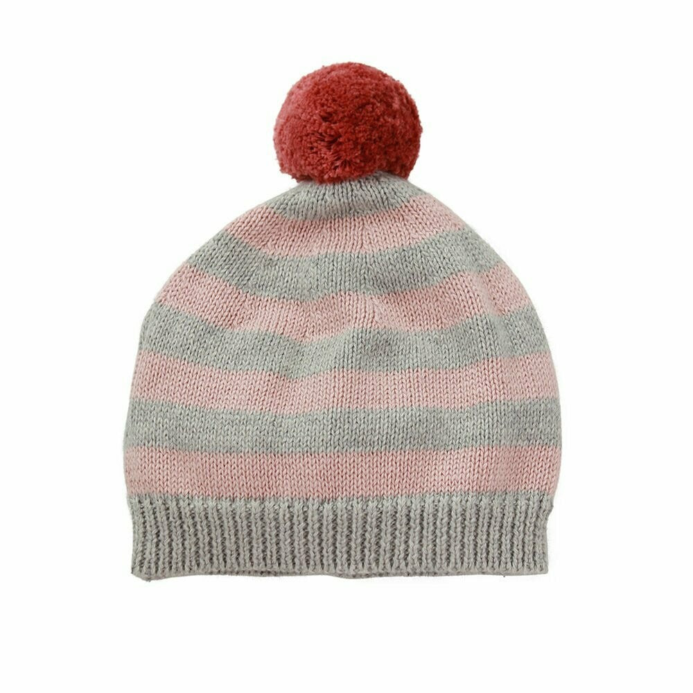 Mason Cotton Stripe Pom Pom Beanie Pink