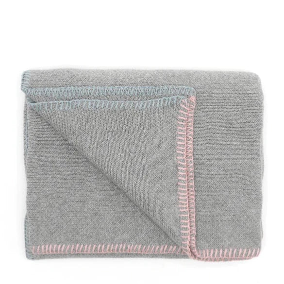 Blanket Stitch Baby Blanket Blue Pink