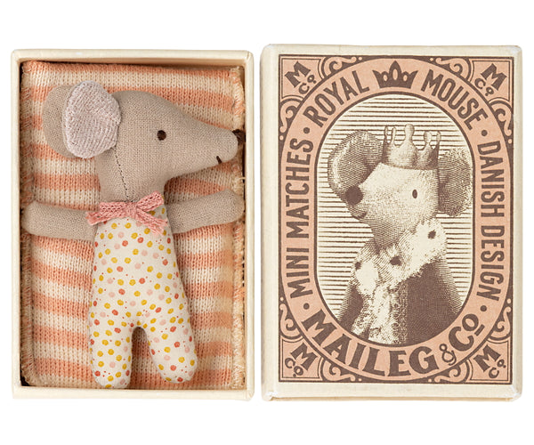 Sleepy Wakey Baby Mouse in Matchbox Rose