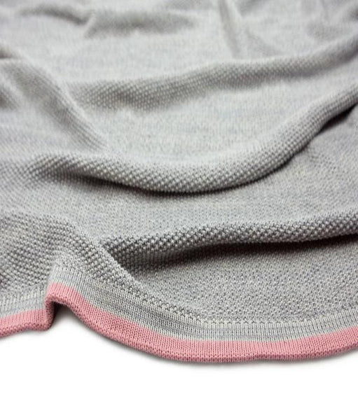 Grey Baby Blanket with Pink Stripe