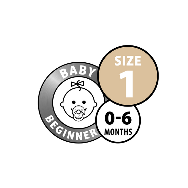 Pair of BIBS Size 1 white dummy pacifiers from the BIBS brand, featuring a smooth white silicone nipple and colorful shield design.