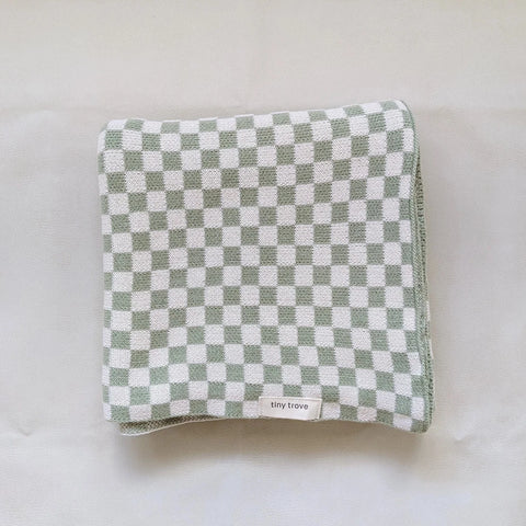 Revie Checkerboard Knit Blanket Sage