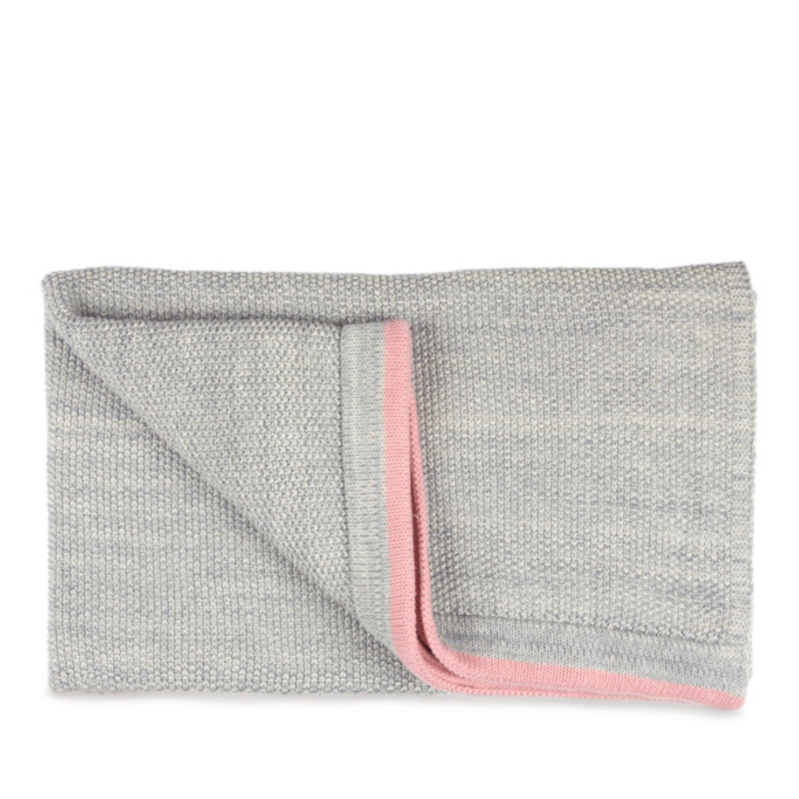 Grey Baby Blanket with Pink Stripe