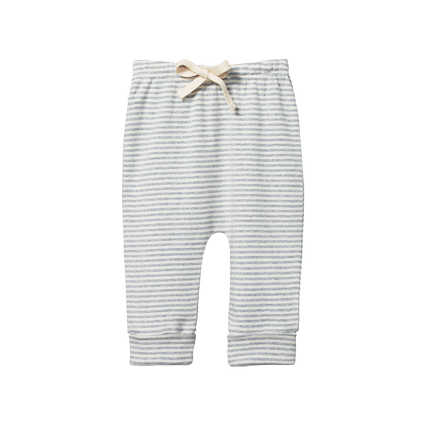 Cotton Drawstring Pants Grey Marl Stripe