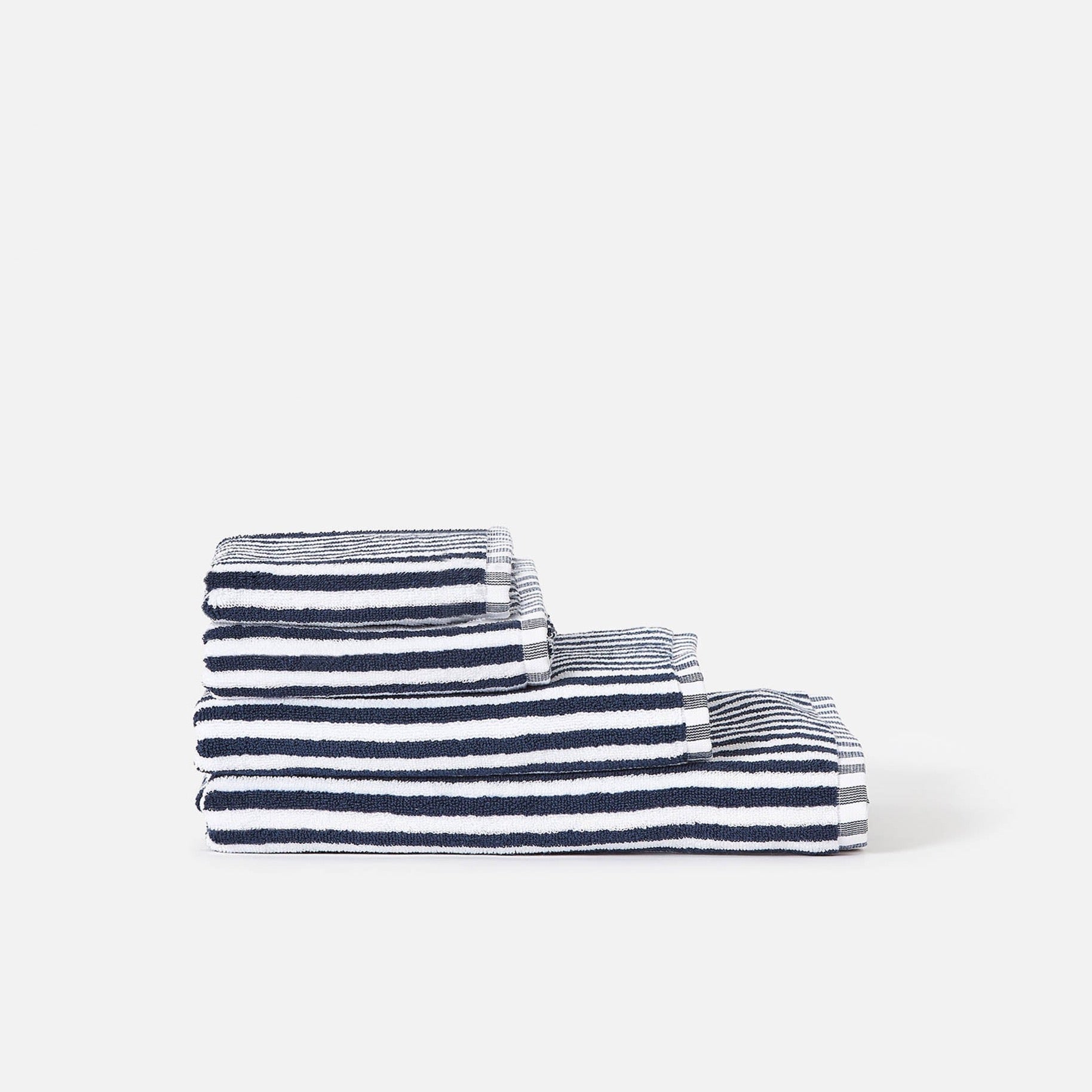 Wide Stripe Cotton Bath Towel Range Navy/White